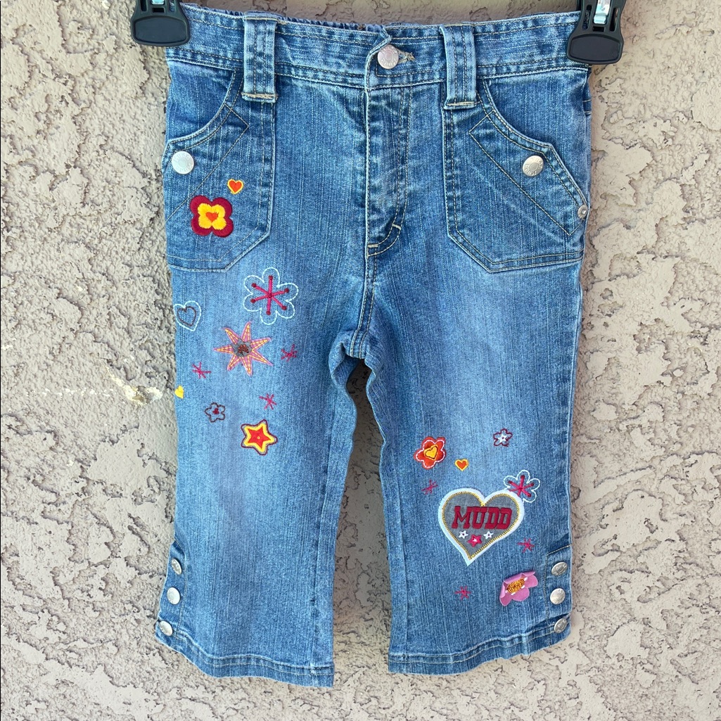 Vintage Mudd Jeans Kids Denim Sz 2t Embroidered Toddler